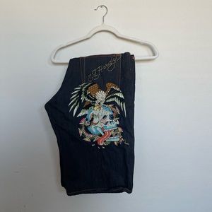 Ed Hardy Eagle Jean Shorts